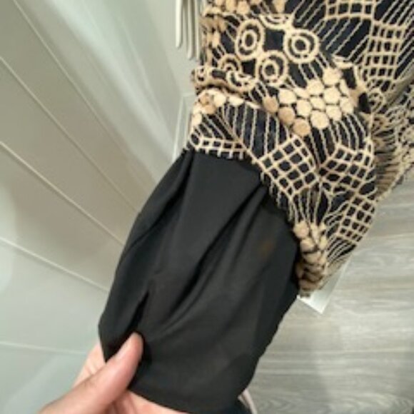 Anne Klein Textured Lace Beige & Black Dress in Size 12 - Picture 6 of 7